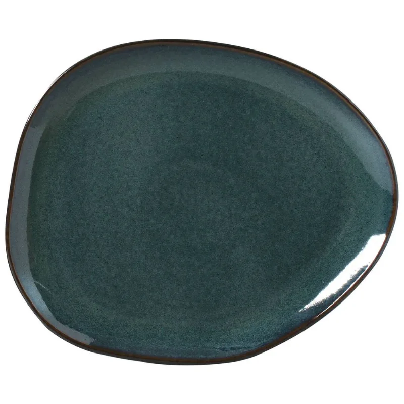 Conjunto com 6 Pratos Raso Oval Orgânico Oceano 31x24x2,5cm