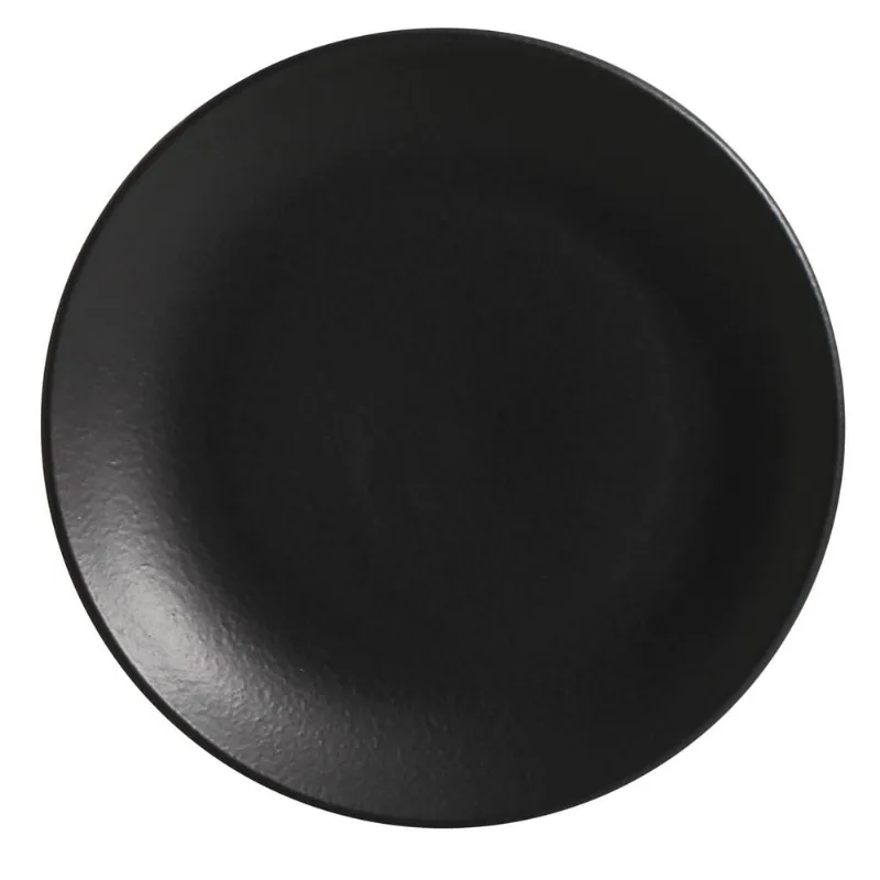 Conjunto com 6 Pratos Raso Coup Stoneware Hotelaria Preto Matte Ø26,5cm