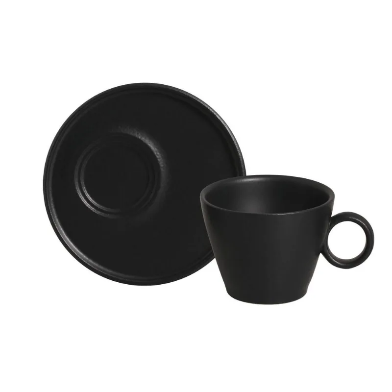 Conjunto com 6 Xícaras de Chá Neo com Pires Neo Preto Matte 210ml