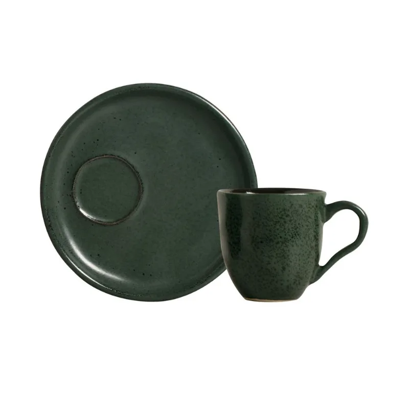 Conjunto com 6 Xícaras De Café Orgânico 70ml com 6 Pires Descentralizado Greenery