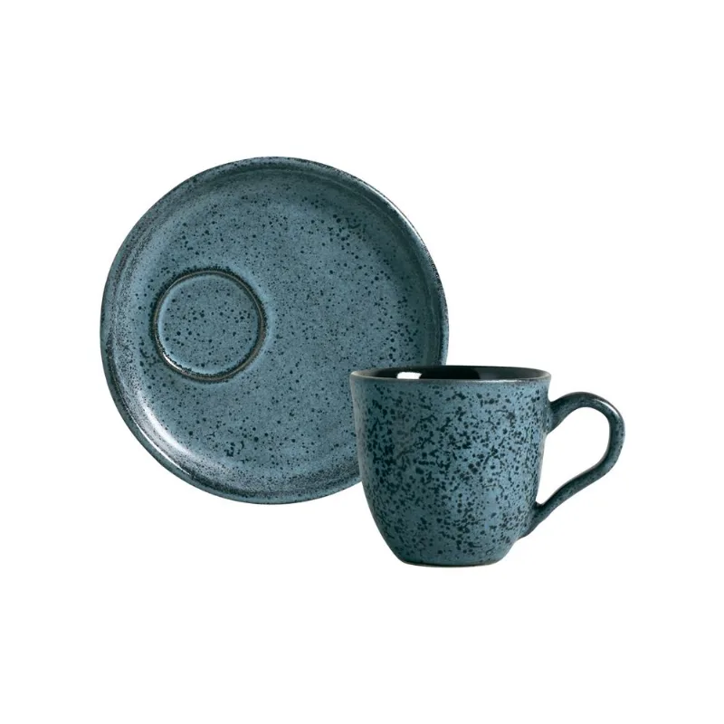 Conjunto com 6 Xícaras De Café Orgânico 70ml com 6 Pires Descentralizado Night Sky