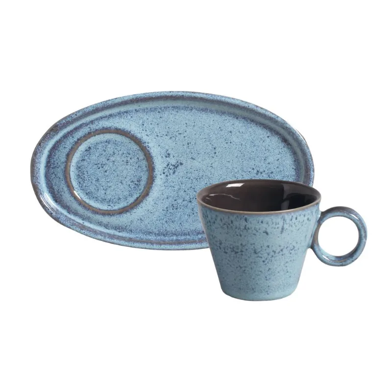 Conjunto com 6 Xícaras de Café Neo com Pires Oval Breeze 110ml