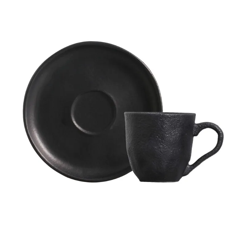 Conjunto com 6 Xícaras de Café com Pires Bio Preto Matte 120ml