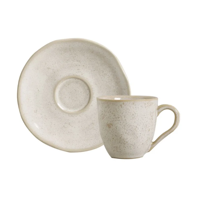 Conjunto com 6 Xícaras de Café com Pires Orgânico Latte 120ml