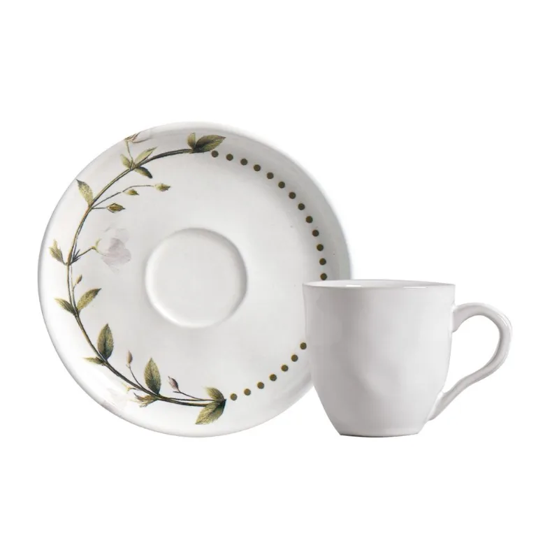 Conjunto com 6 Xícaras De Café com 6 Pires Bio Magnólias