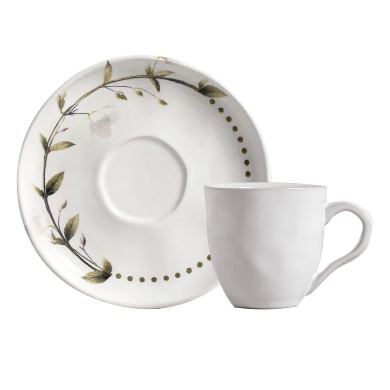 Conjunto com 6 Xícaras De Chá Orgânico 170ml com 6 Pires Bio Magnólias