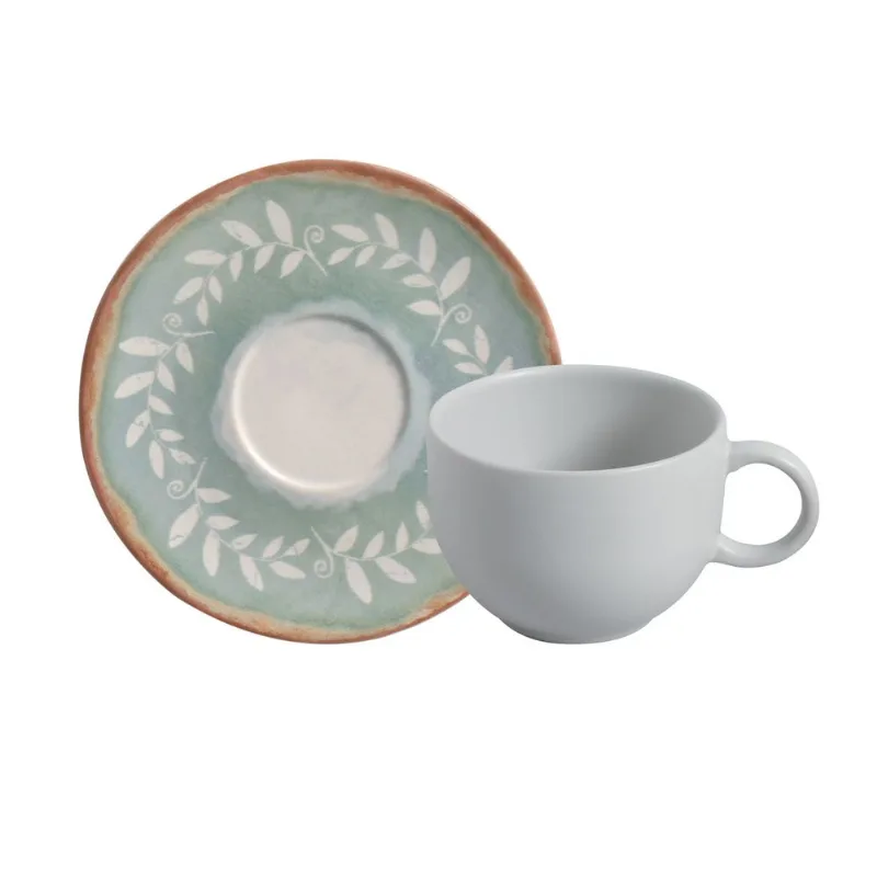 Conjunto com 6 Xícaras de Chá com Pires Coup Stoneware New Mediterrâneo 230ml