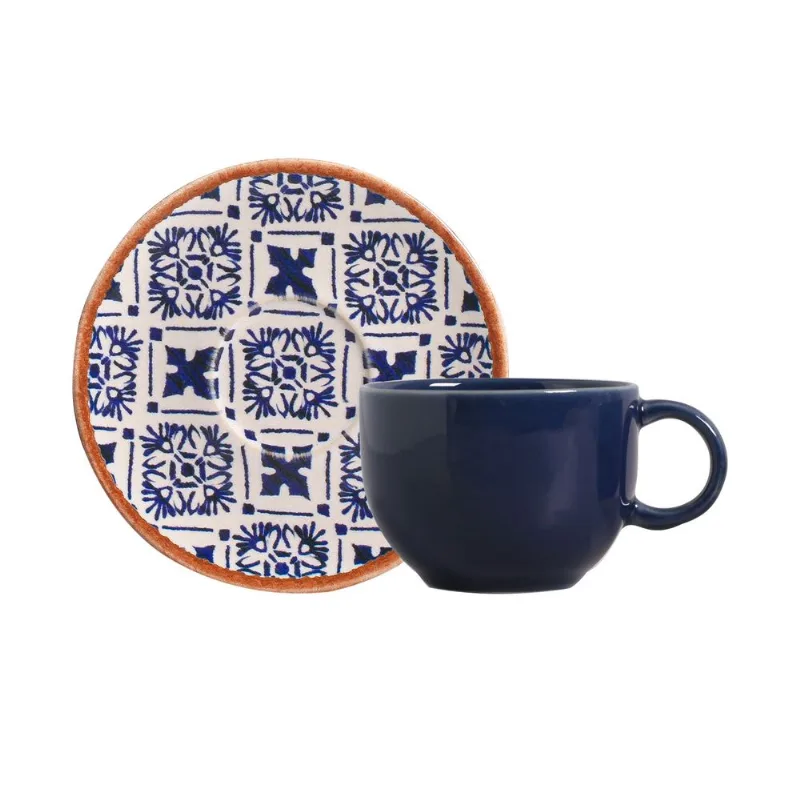 Conjunto com 6 Xícaras de Chá com Pires Coup Stoneware New Asteca 220ml