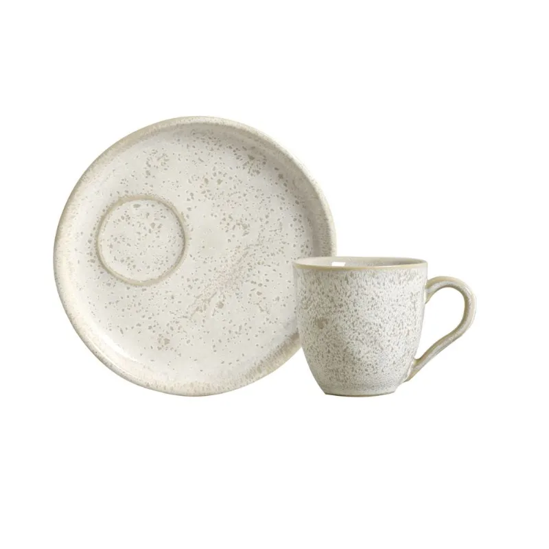Conjunto com 6 Xícaras De Café Orgânico 70ml com 6 Pires Descentralizado Vanilla