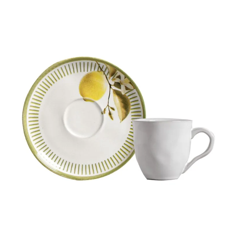 Conjunto com 6 Xícaras De Café com 6 Pires Bio Lemon 120ml