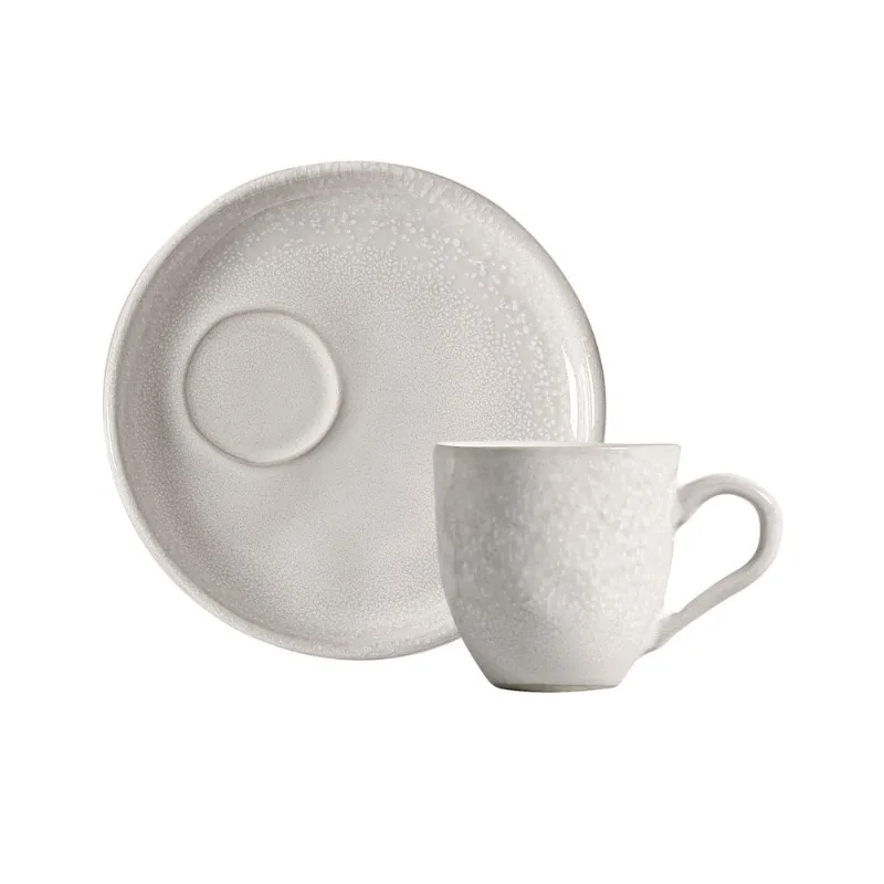 Conjunto com 6 Xícaras De Café Orgânico 70ml com 6 Pires Descentralizado Moon