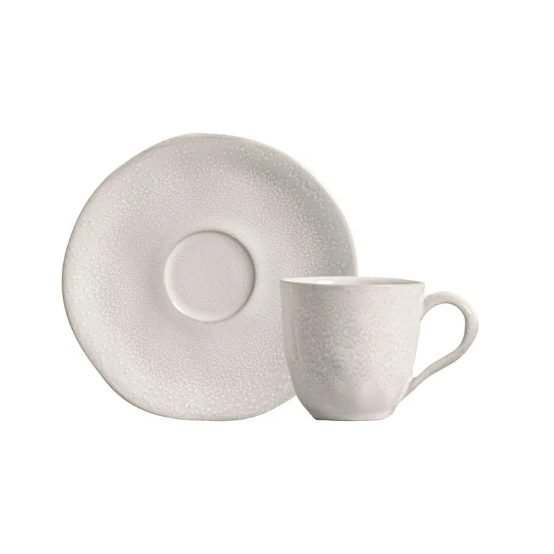 Conjunto com 6 Xícaras de Café com Pires Orgânico Moon 120ml