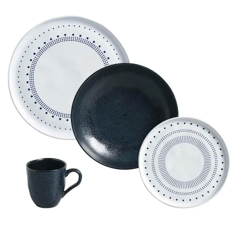 Aparelho De Jantar Bio Astral E Night Blue Com 16 Peças Em Stoneware Colorido - Porto Brasil