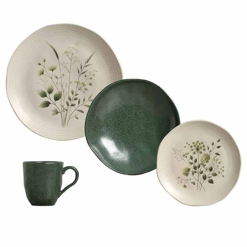 Aparelho de Jantar Orgânico Ammi e Arauco com 16 Peças em Stoneware Colorido - Porto Brasil