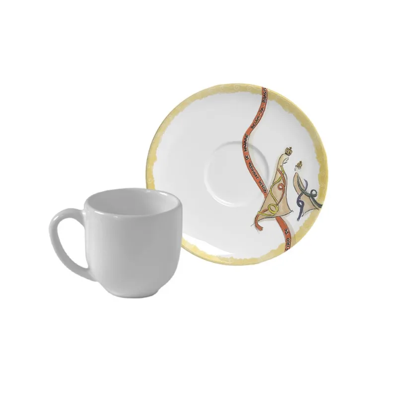 Conjunto com 6 Xícaras de Café com Pires Coup Stoneware Círio de Memórias 97ml