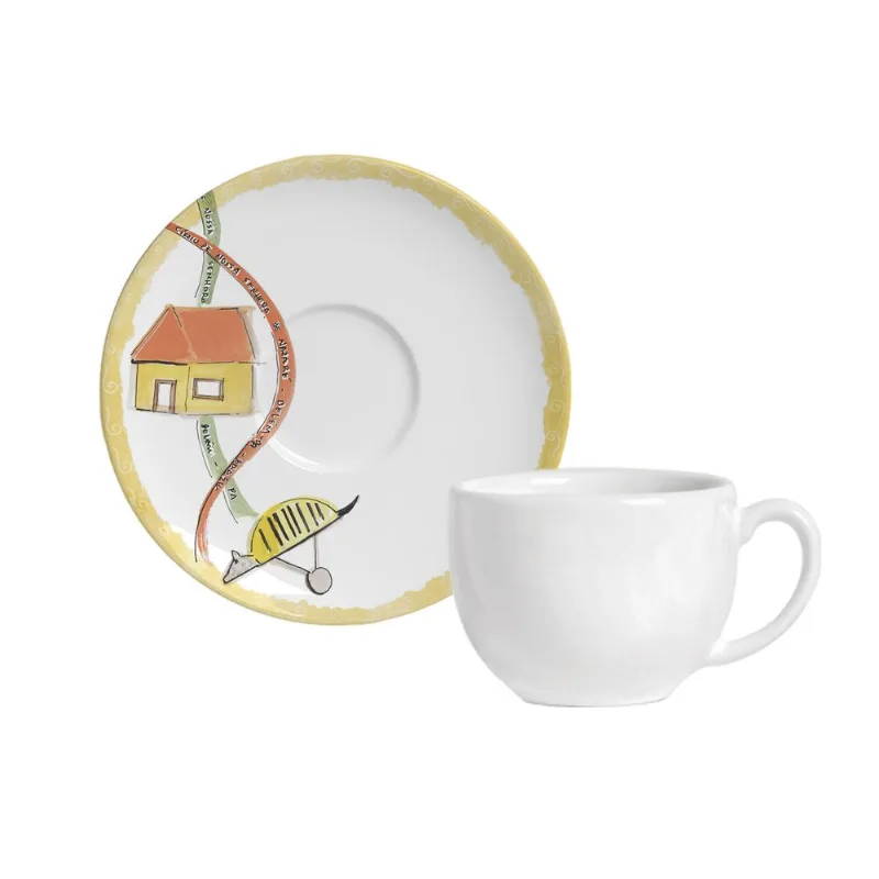 Conjunto com 6 Xícaras de Chá com Pires Coup Stoneware Círio de Memórias 220ml
