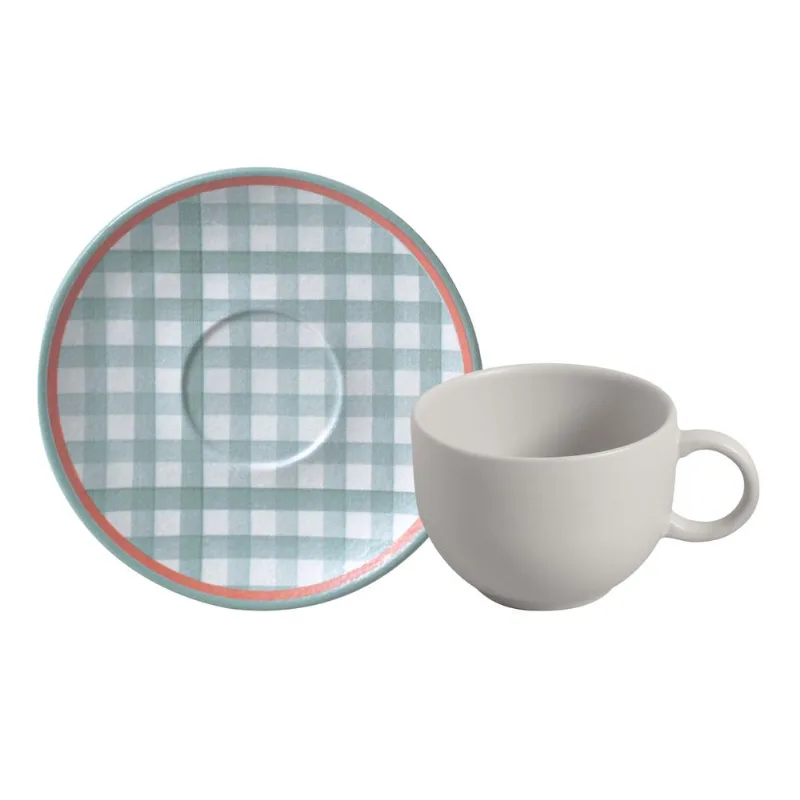 Conjunto com 6 Xícaras de Chá com Pires Coup Stoneware Tempo de Festa 220ml