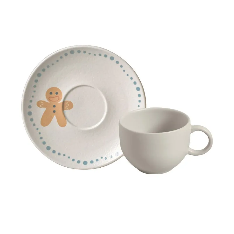 Conjunto com 6 Xícaras de Chá com Pires Coup Stoneware Doce Magia 220ml