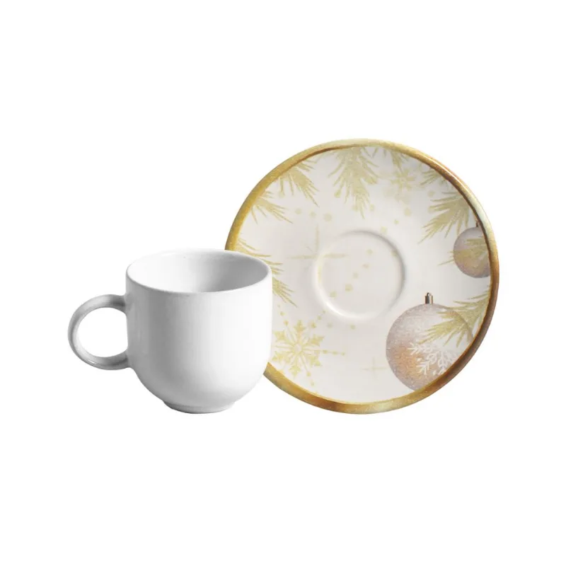 Conjunto com 6 Xícaras de Café com Pires Coup Stoneware Noite Dourada 97ml