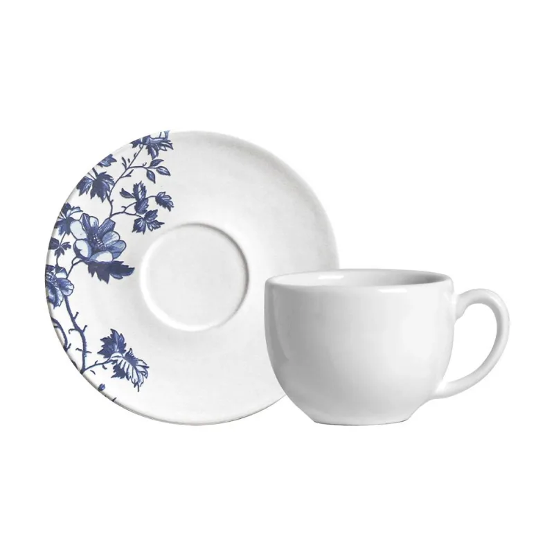 Conjunto com 6 Xícaras de Chá com Pires Coup Stoneware Toile 220ml