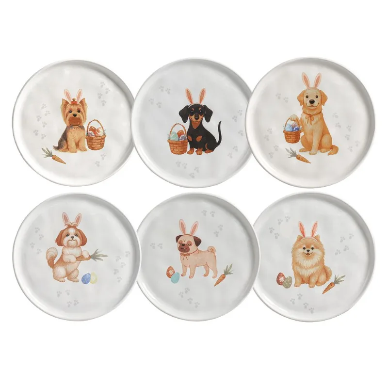 Conjunto com 6 Pratos de Sobremesa Bio Doguinhos Ø21,5cm