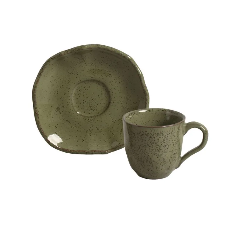Conjunto com 6 Xícaras De Café com 6 Pires Bio Jade 120ml
