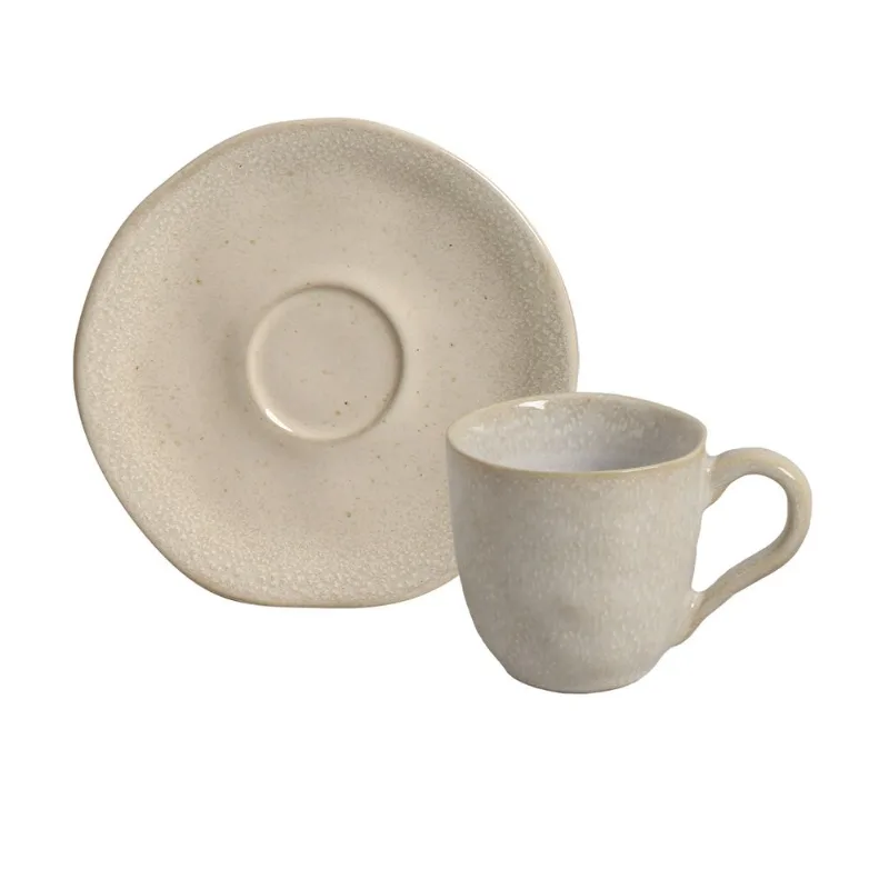 Conjunto com 6 Xícaras de Café com Pires Orgânico Sol 120ml