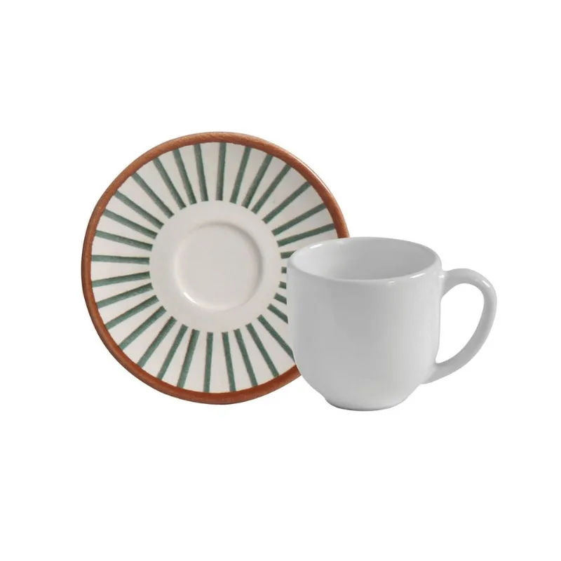 Conjunto com 6 Xícaras de Café com Pires Coup Stoneware Equador 97ml