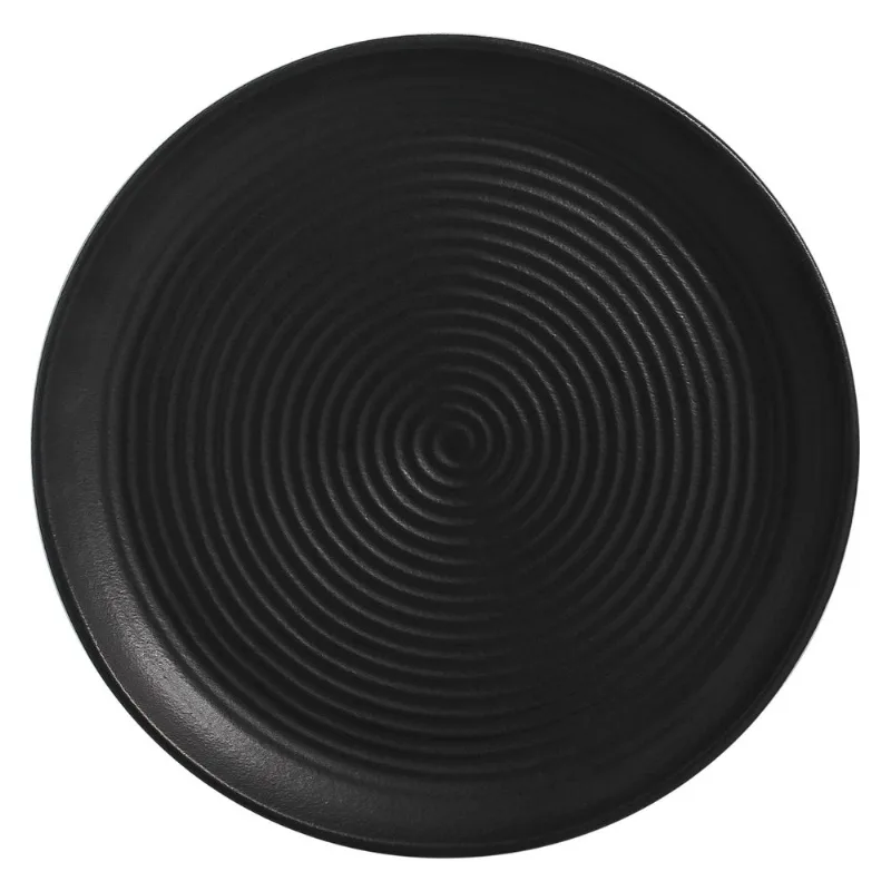 Conjunto com 4 Travessas Redondas Média Orgânico Stoneware Preto Matte Ø31cm