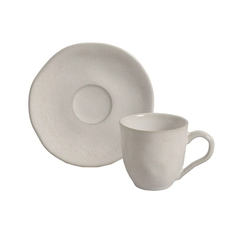 Conjunto com 6 Xícaras de Café com Pires Orgânico Lua 120ml