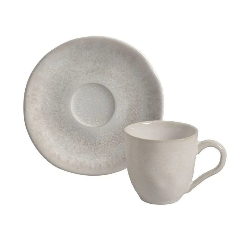 Conjunto com 6 Xícaras de Café com Pires Orgânico Alabastro 120ml