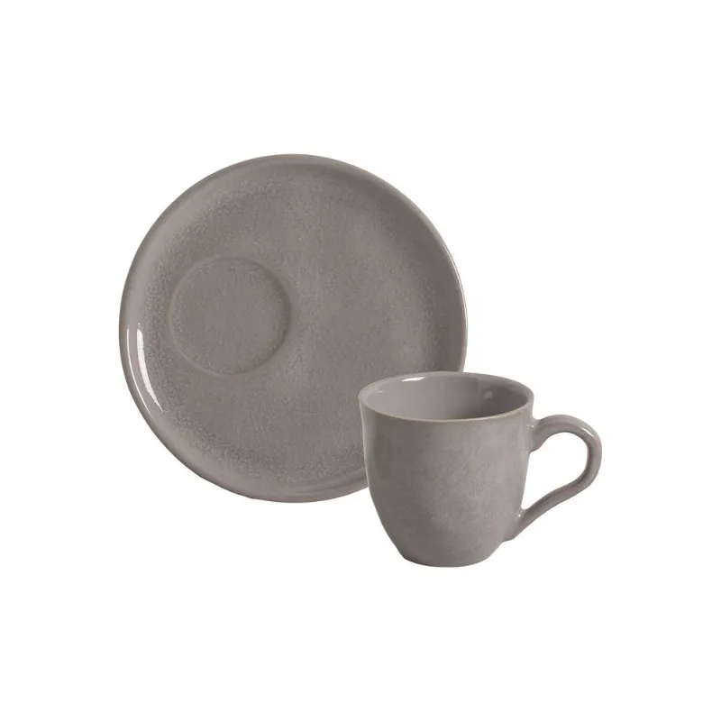 Conjunto com 6 Xícaras De Café Orgânico 70ml com 6 Pires Descentralizado Bruma
