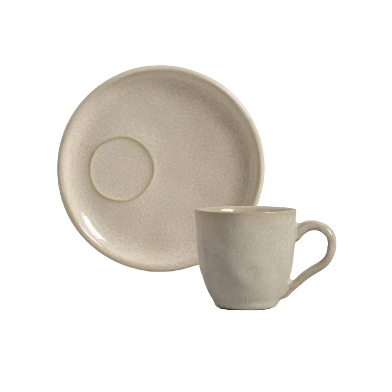 Conjunto com 6 Xícaras De Café Orgânico 70ml com 6 Pires Descentralizado Sol