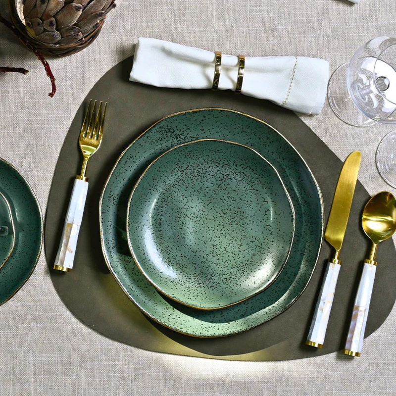 Jogo 6 Pratos Sobremesa Stoneware Orgânico Forest Gold 19,5cm Porto Brasil