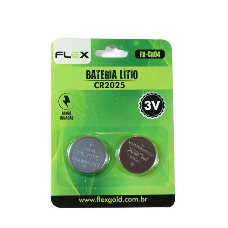 Pilha de lithium flex botão CR-2025 com 2 unidades - FX-CR04