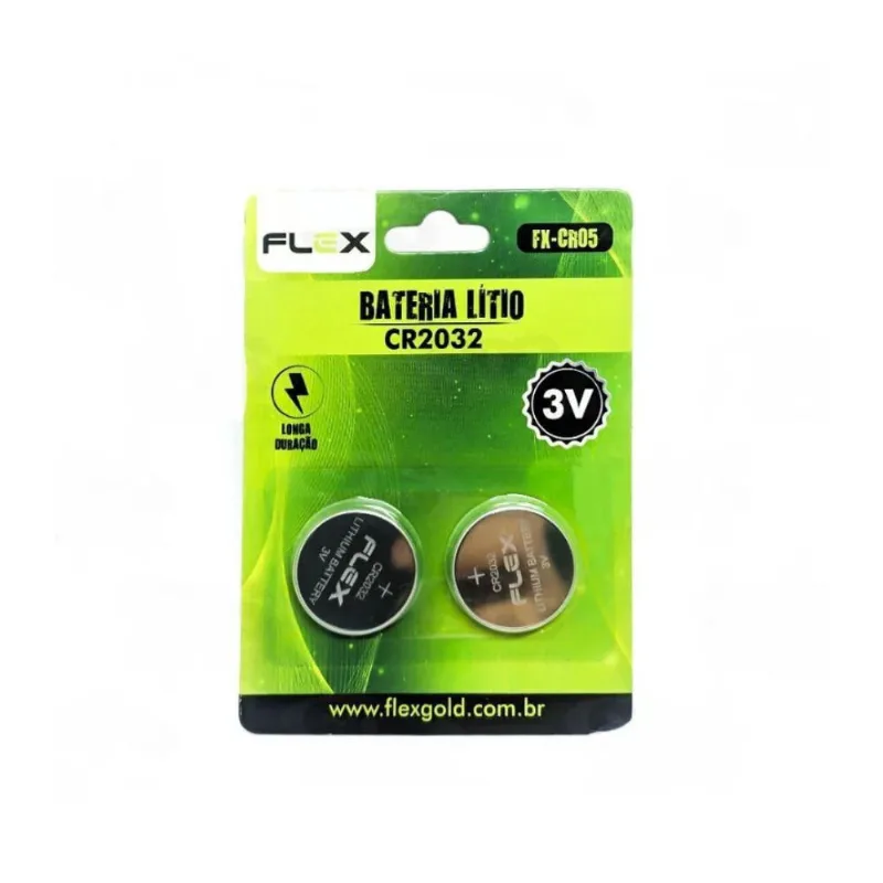 Pilha flex Lithium CR2032 com 2 Unidades