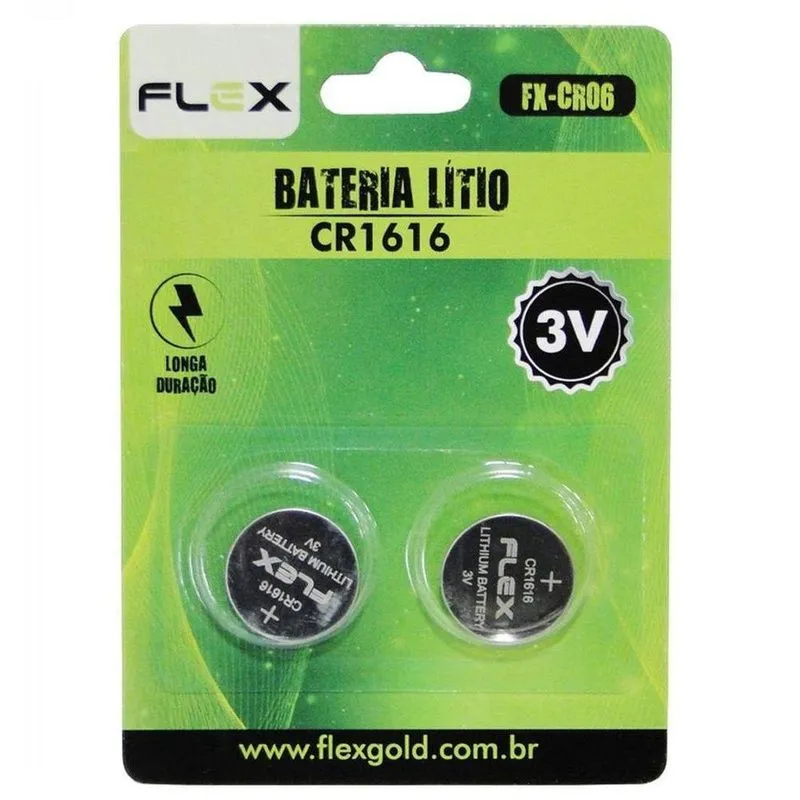 Bateria De Lítio Pilha Cr 1616 Cartela Com 2 Unidades Flex