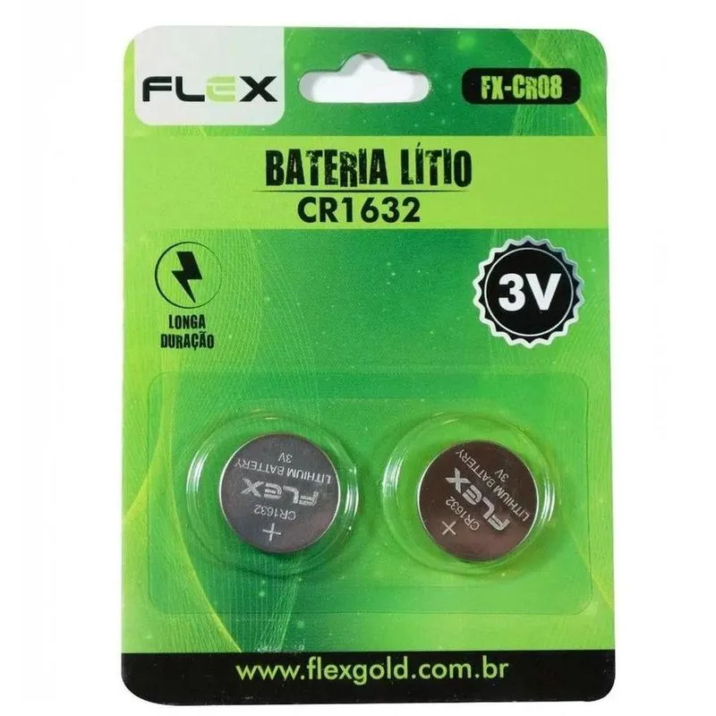 Bateria De Lítio Pilha Cr 1632 Flex Cartela Com 2 Unidades
