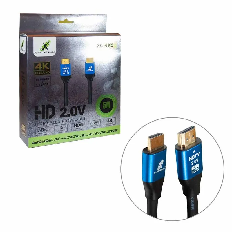 Cabo HDMI 4K 2.0V 5 metros XC-45K 2016 X-cell - UN