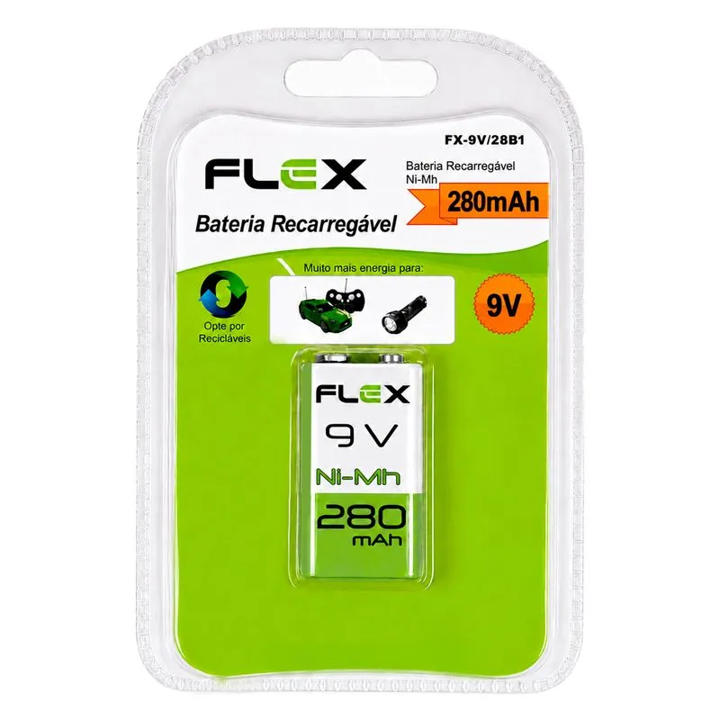 Bateria Recarregável Flex 9V - 280mAh