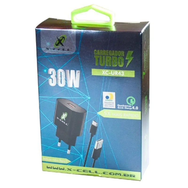Carregador Turbo Tipo C Usb 30W Xc-Ur43 X-Cell
