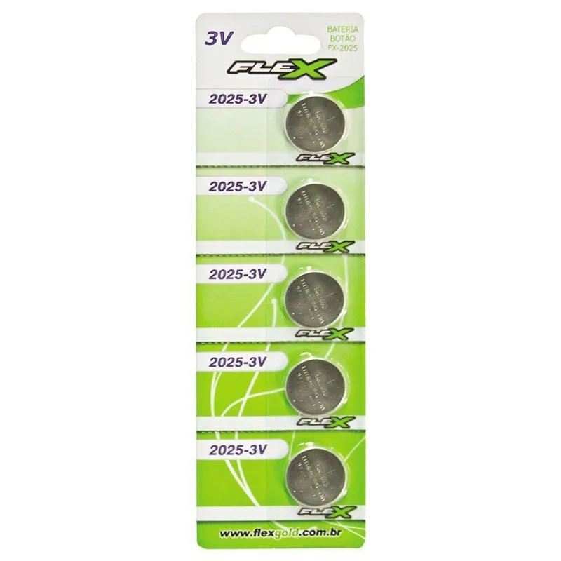 Pilha De Lithium Flex Cr2025 Pack Com 5 Unidades