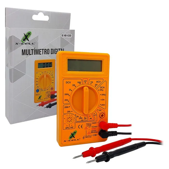 Multimetro Digital X-Cell, Amarelo - XC-MD-830D - Primex - Distribuição de Produtos de Tecnologia para Empresas