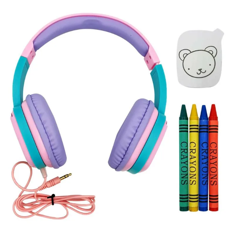 Fone HeadPhone Kids 16cm em Plástico X-Cell-LiLás C/Rosa