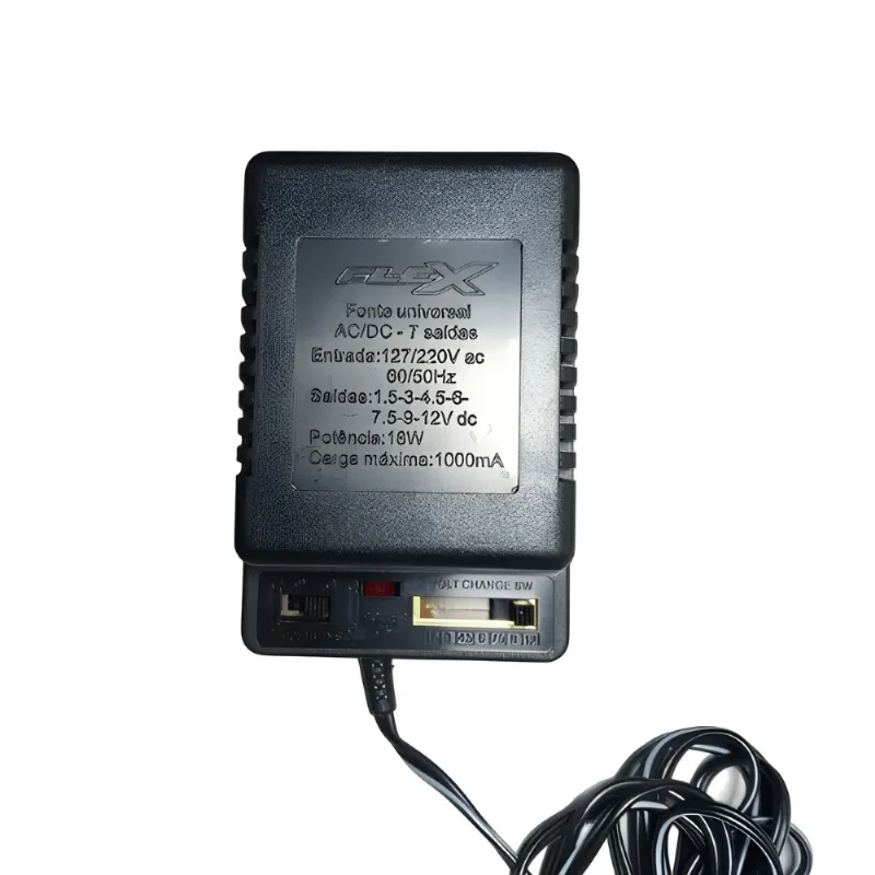 Adaptador AC Universal com 6 Plugs e Inversor de Polaridade 110V/220V