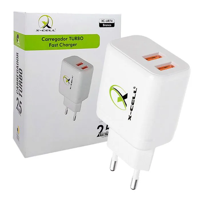 Carregador de Tomada X-Cell, USB 2.4A , Branco - XC-UR74 - Primex - Distribuição de Produtos de Tecnologia para Empresas