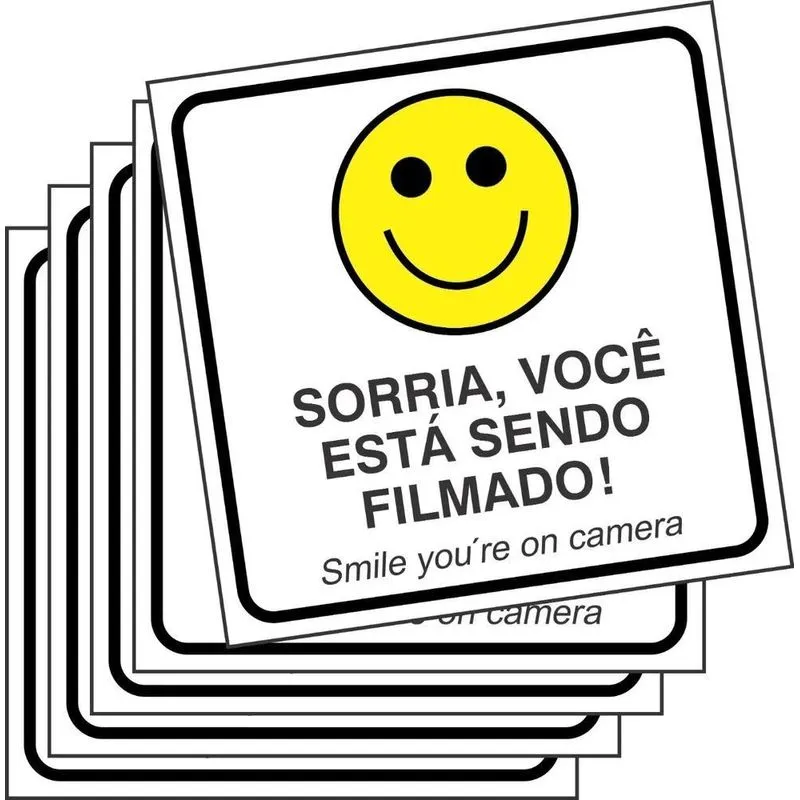 3x 5 Placas Monitoramento Sorria Você Está Sendo Filmado 15x
