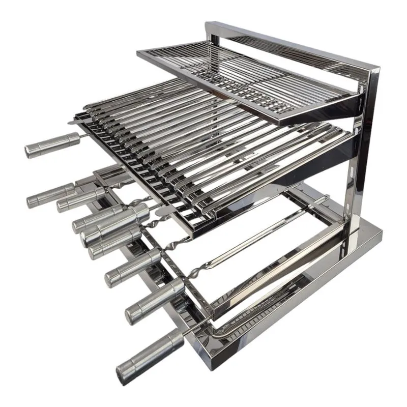 Grill Premium Reforçado 70x53 Grelhas + Suporte De 5 Espetos