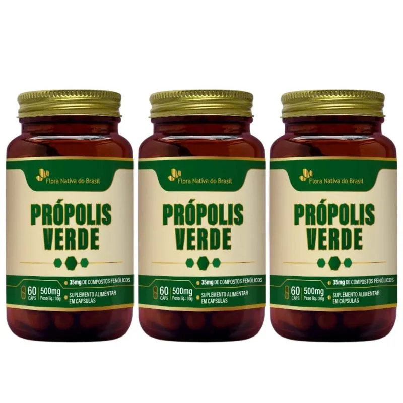 3 Propolis Verde 500mg 60 Caps