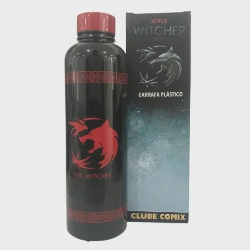 Garrafa The Witcher Beasts Plástica Preta E Vermelho 750ml Oficial Netflix